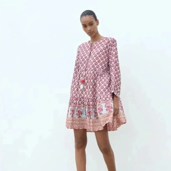 ZARA PRINTED OVERSIZED DRESS Multicolored Sz Small - Picture 8 of 14